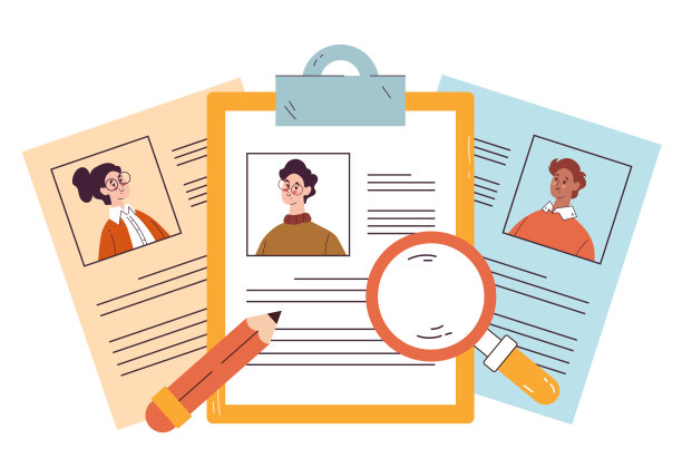 招聘简历猎头概念。矢量平面手绘插图图片下载