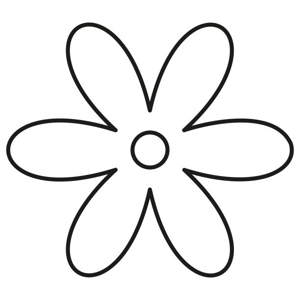 花，黑色轮廓孤立在白色背景，径向设计元素，平面插图，图标图片下载