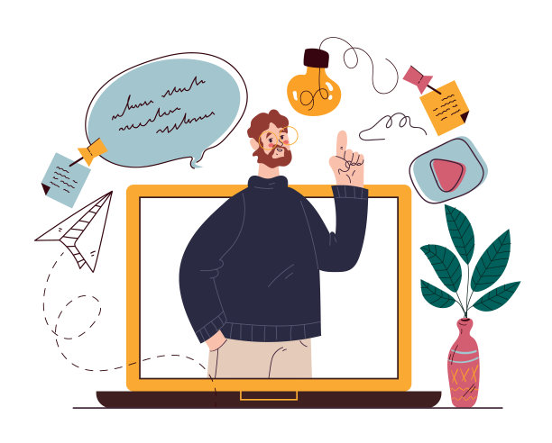 在线web教育教程web博客设计元素矢量平面手绘插图图片下载