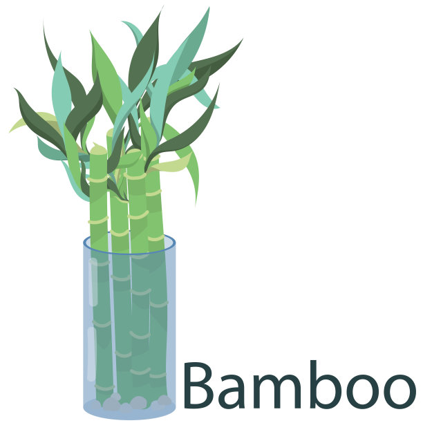 室内的竹子，室内植物，花盆中的花卉插图，元素在平面风格图片下载