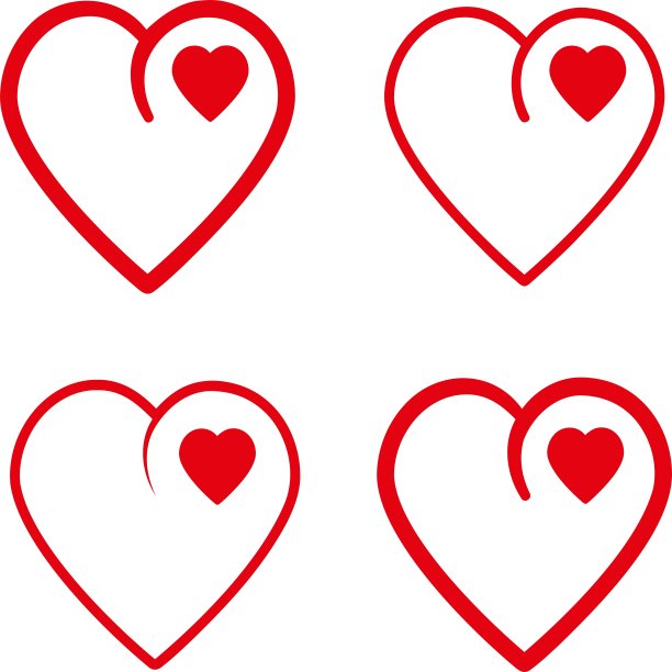 心红色的爱情图标平面插图，轮廓，设计元素孤立于白色，象征爱情，情人节图片下载