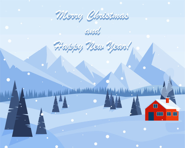 Vector无缝冬季景观。圣诞卡Eps 10素材图片