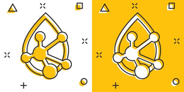 漫画风格的酸性分子图标。Dna卡通向量插图在白色孤立的背景。氨基模型飞溅效应经营理念。图片下载