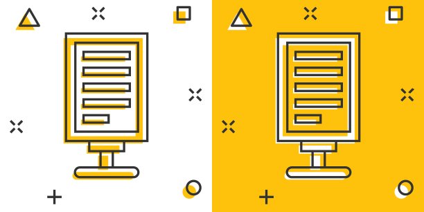 漫画风格的广告牌图标。城市灯光显示卡通矢量插图在白色孤立的背景。横幅招牌飞溅效果的经营理念。图片下载