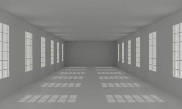 阳光照在白色的工作室里。3 d渲染。图片下载