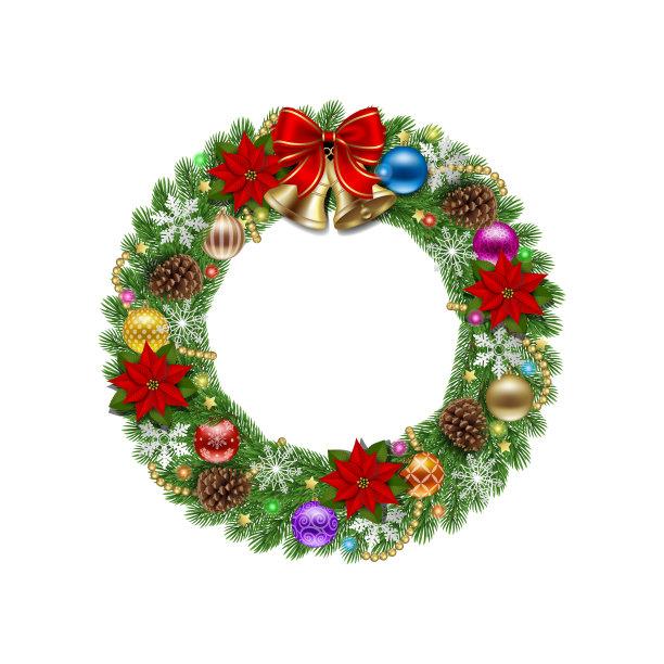 圣诞花环和金铃图片下载