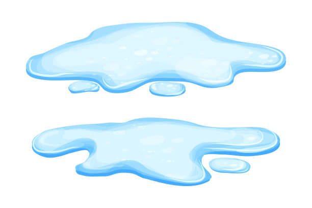 设置水坑卡通风格孤立在白色背景。溢出，湖或液体。设计元素。季节性的对象。矢量图图片下载