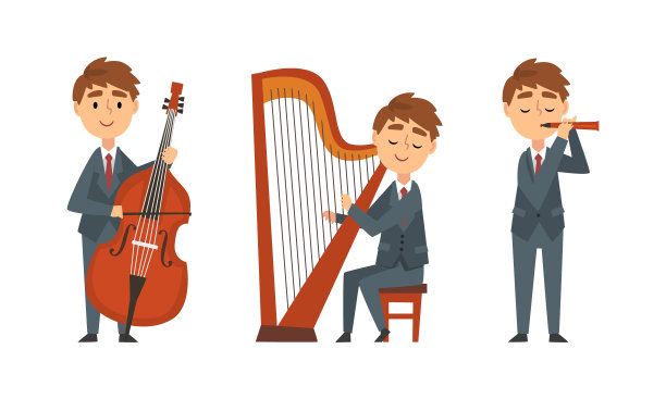 西装革履的年轻人在演奏音乐图片下载