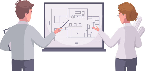 建筑师卡通组成图片下载