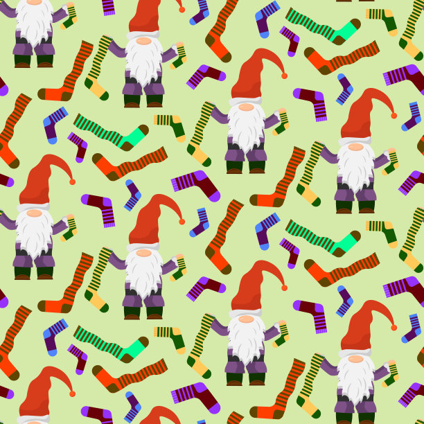 小矮人和袜子图案。矢量插图。图片下载