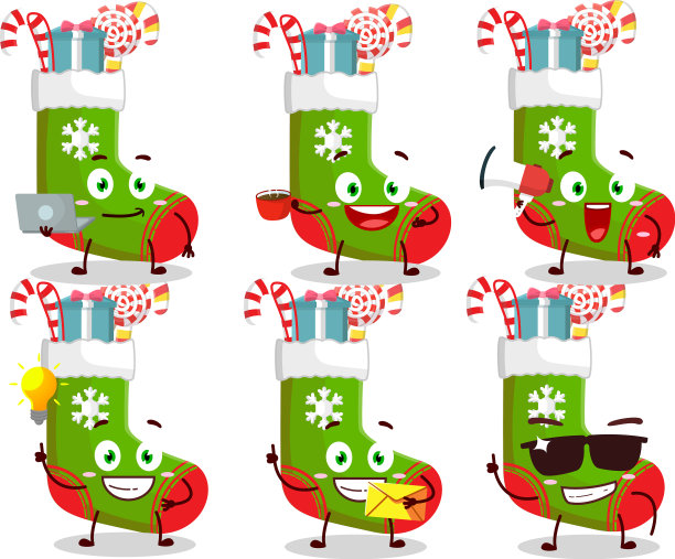 圣诞袜子与糖果和礼物卡通图片下载