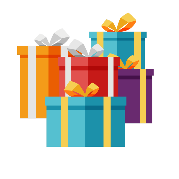礼物堆扁平风素材卡通节日礼盒素材图片