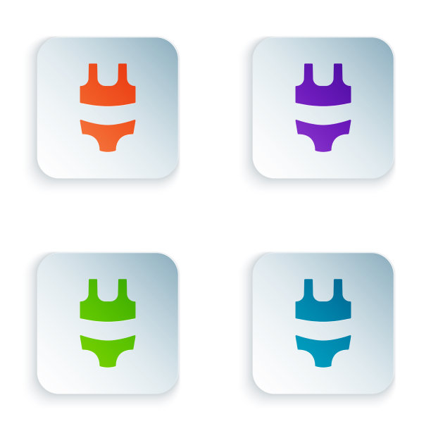 彩色沙滩泳装图标孤立在白色上图片下载