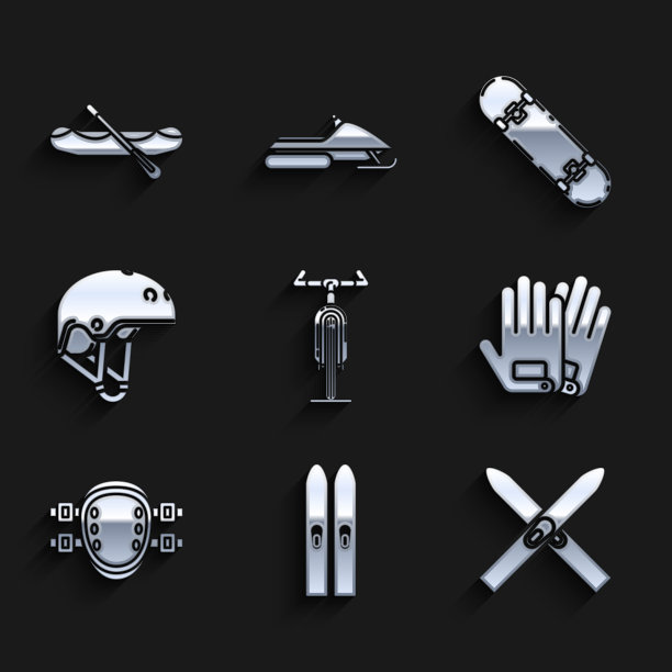 设置自行车，滑雪，棍手套，护膝图片下载