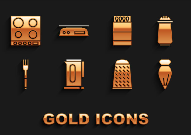 设置水壶与手柄，盐，胡椒，糕点袋图片下载