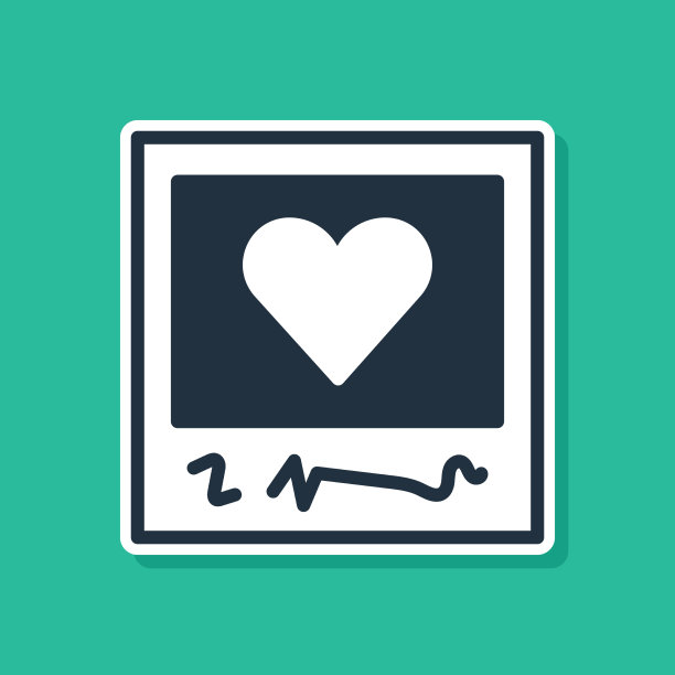 蓝色空白相框和心形图标孤立图片下载