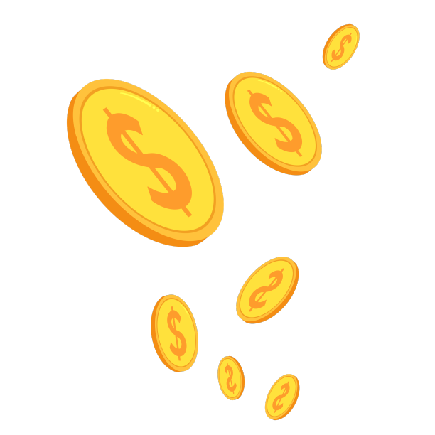 多个掉落漂浮金币素材图片