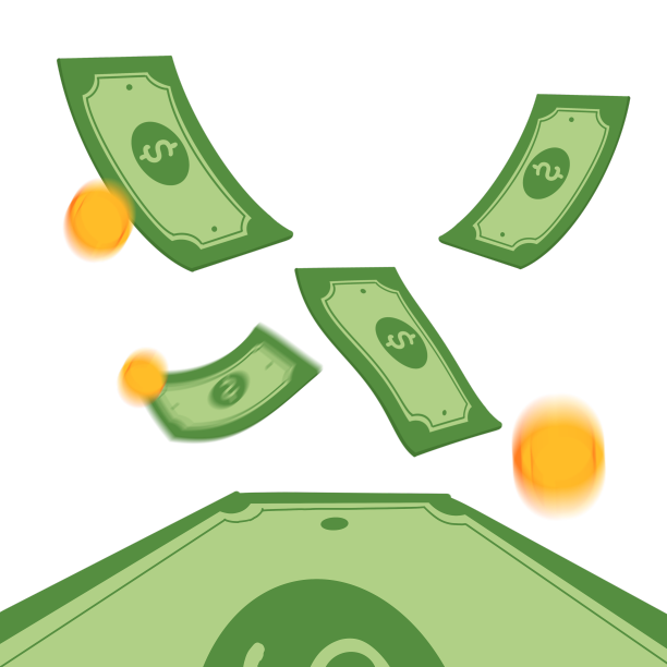 视觉感现金飘落散射开素材图片
