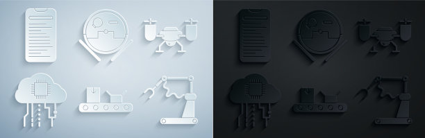 设置传送带与纸箱无人机飞行图片下载