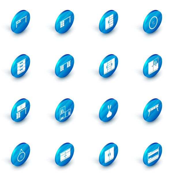 设置办公桌、衣柜、镜子等家具图片下载