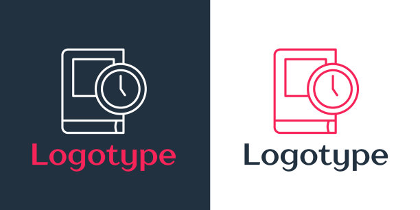 标识线时间书图标隔离在白色上图片下载