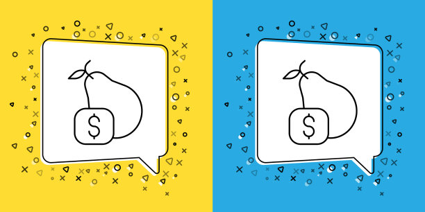 为孤立的梨图标设置行价格标签图片下载