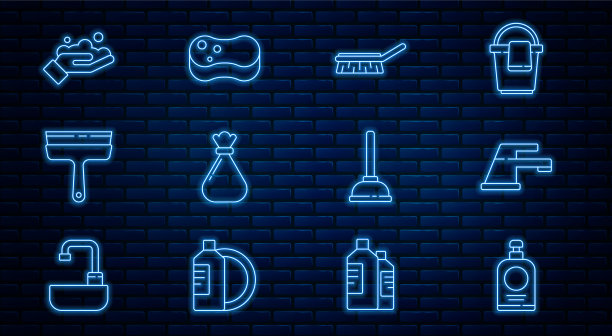 设置行洗手液瓶自来水刷图片下载