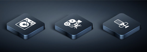 设置等距乙烯基播放器麦克风和复古图片下载