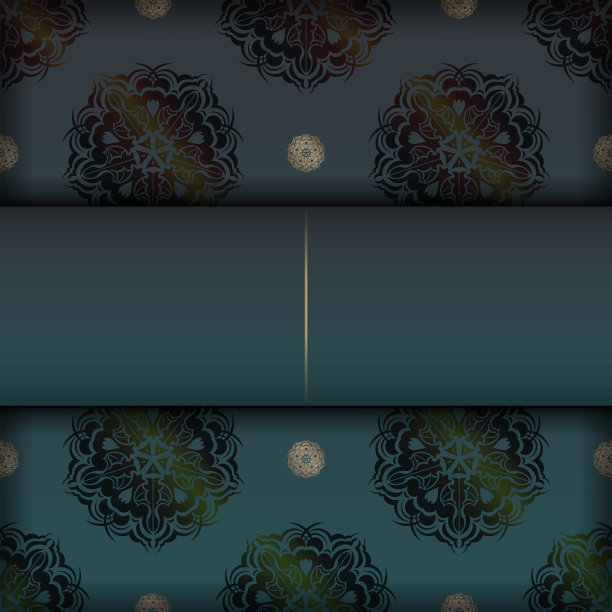 绿色渐变手册与印度黄金饰品为您的设计。图片下载