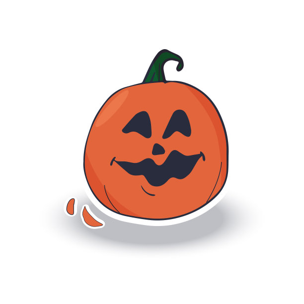 手绘向量集可爱的万圣节南瓜与不同的有趣的面孔贴纸。秋天的节日。万圣节装饰中令人毛骨悚然的元素。矢量插图平面风格设计。图片下载