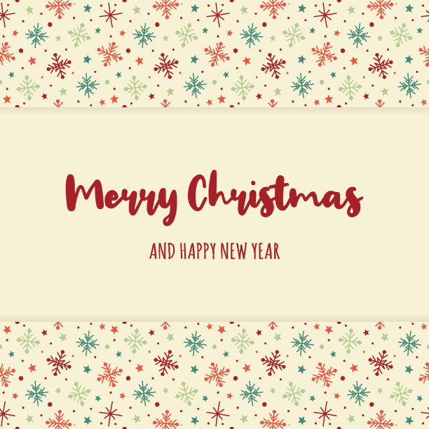 设计一张有雪花和祝福的圣诞卡。向量图片下载