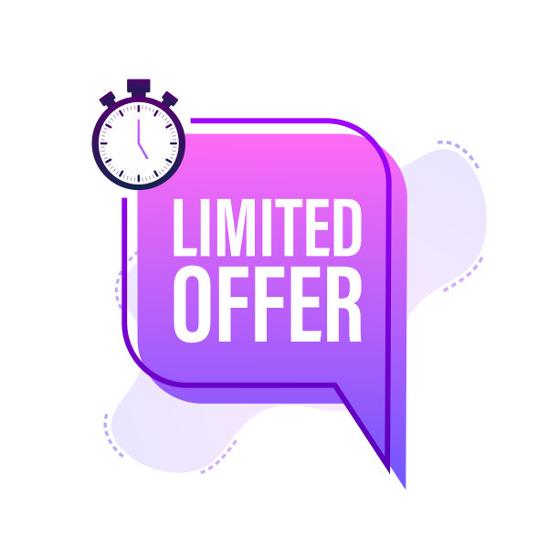 有限提供标签。闹钟倒计时标志。限时赠送徽章。矢量插图。图片下载