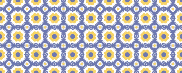 70年代复古无缝墙纸图案材料/矢量插图图片下载