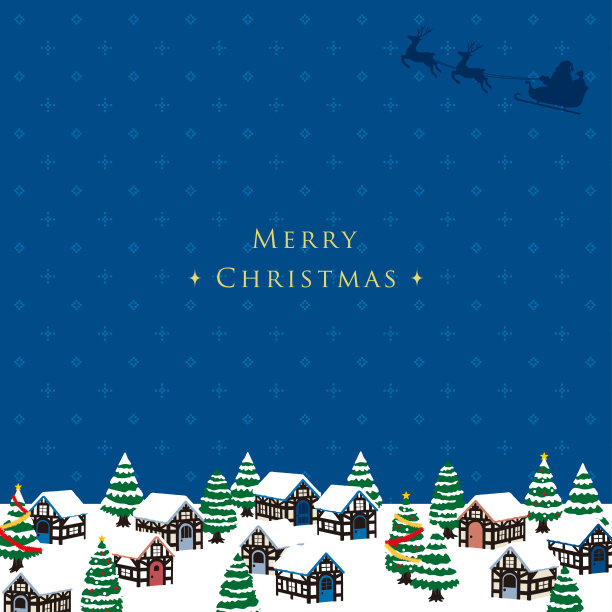 插图圣诞城市风景与圣诞老人，蓝色背景图片下载