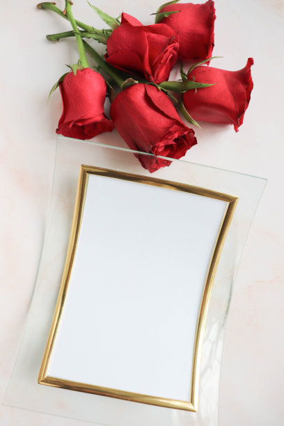 贺卡的设计。白色背景上的玫瑰花束图片下载