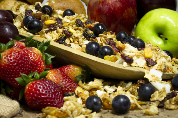 有水果和麦片的健康早餐图片下载