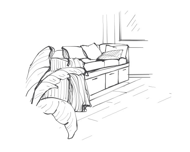 手绘素描：客厅图片下载