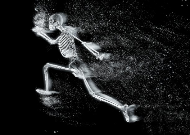 一个奔跑的人体骨骼的插图图片下载