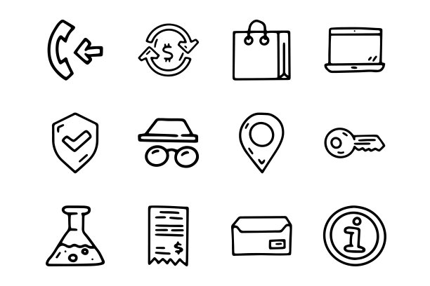 在线商店不同的图标线矢量涂鸦简单集图片下载