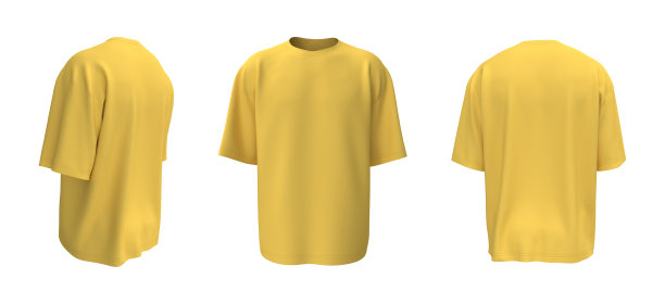 超大t恤模型在前面，侧面和背面的观点图片下载