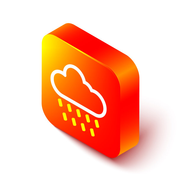 等距线云与雨图标孤立图片下载