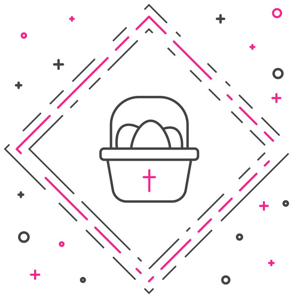 线篮子与复活节彩蛋图标孤立上图片下载