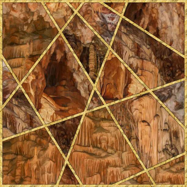 现代的镶嵌,镶嵌。彩色玻璃风格的插图。装饰艺术背景。几何图案。彩色纹理，金色人造石结构。抽象印刷，创意瓷砖表面图片下载