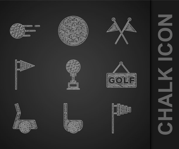 设置带有高尔夫球棒球旗的奖杯图片下载