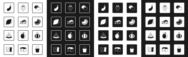 面包，面包，奶酪，柠檬，茄子，牛排图片下载