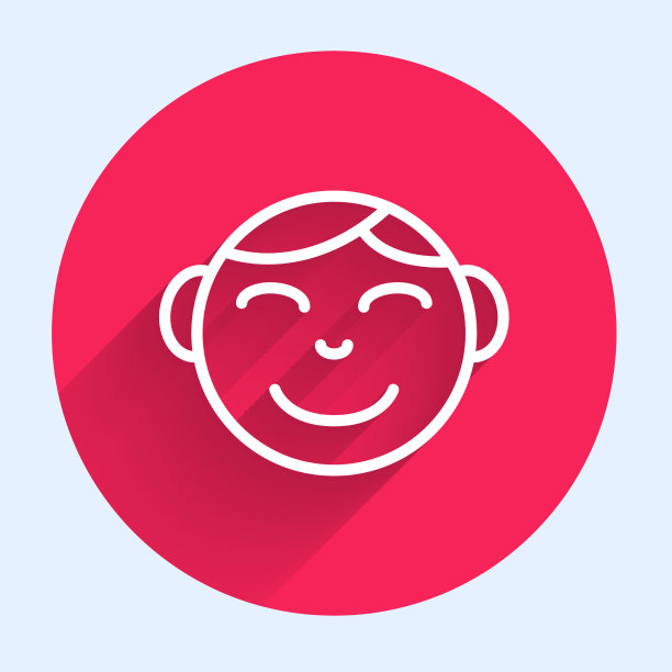 白线快乐小男孩头icon孤立图片下载