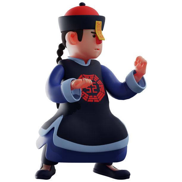 功夫大战吸血鬼3D卡通插图图片下载