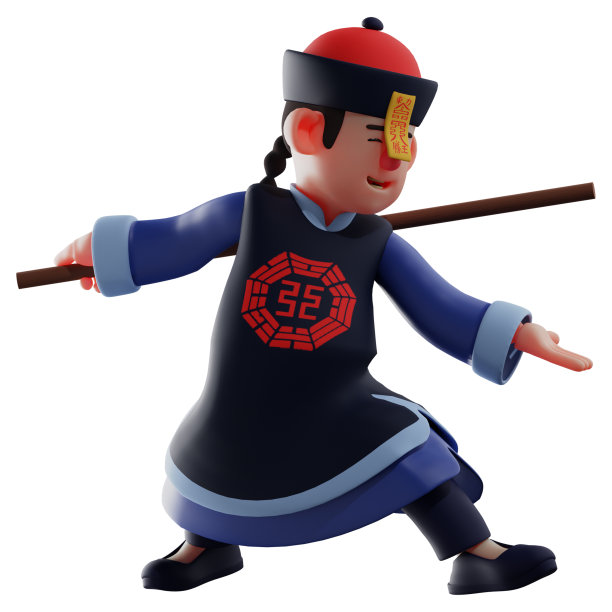 3D吸血鬼卡通插图玩一根棍子图片下载