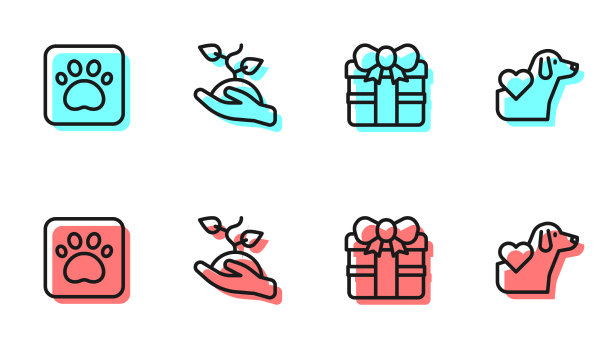 集行礼品盒爪印志愿者队伍图片下载