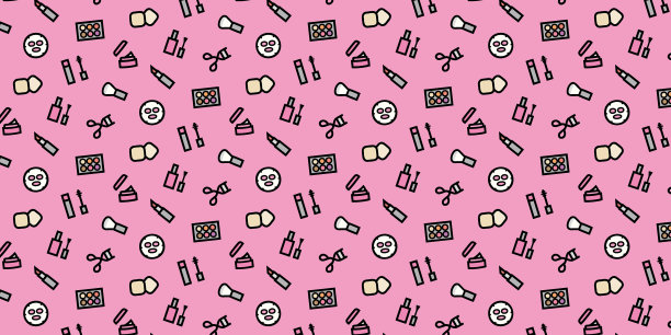 化妆图标图案背景网站或包装纸(粉红色背景版本)图片下载